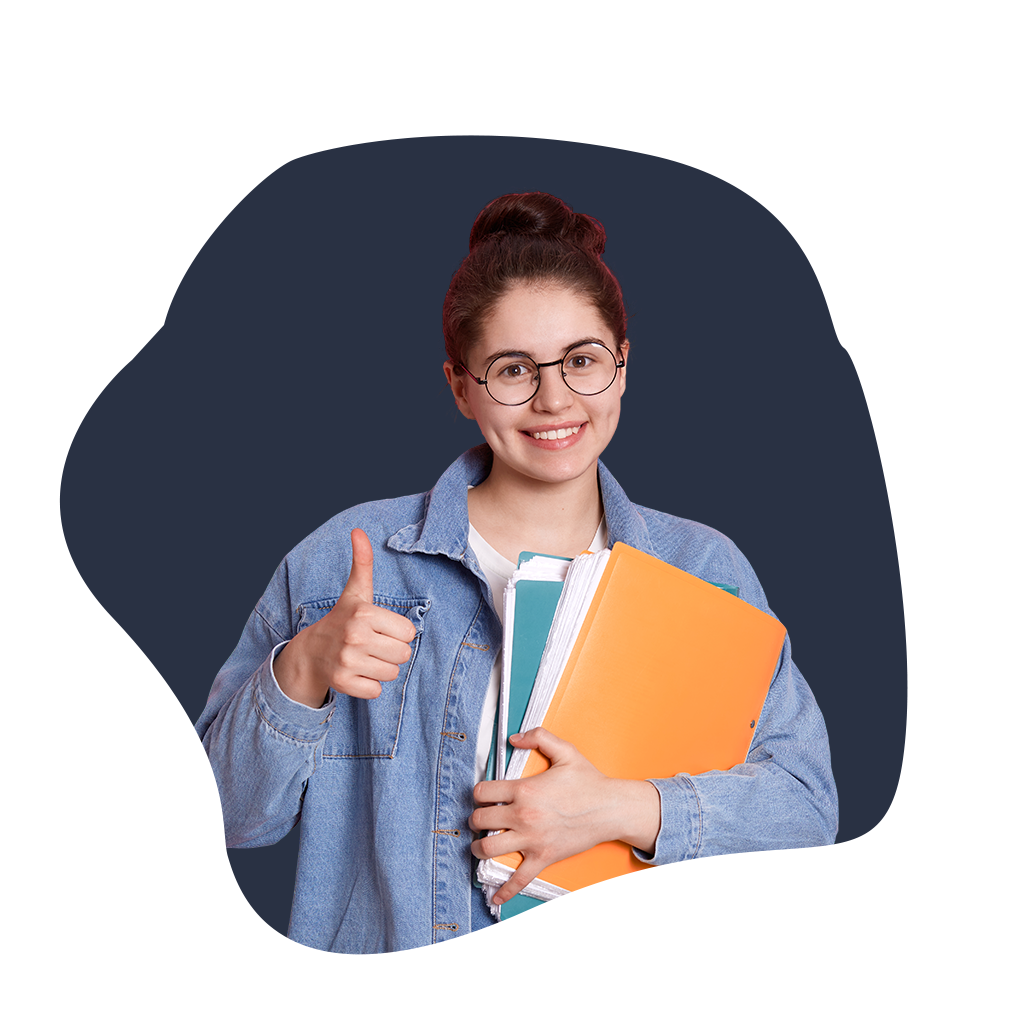 student with books